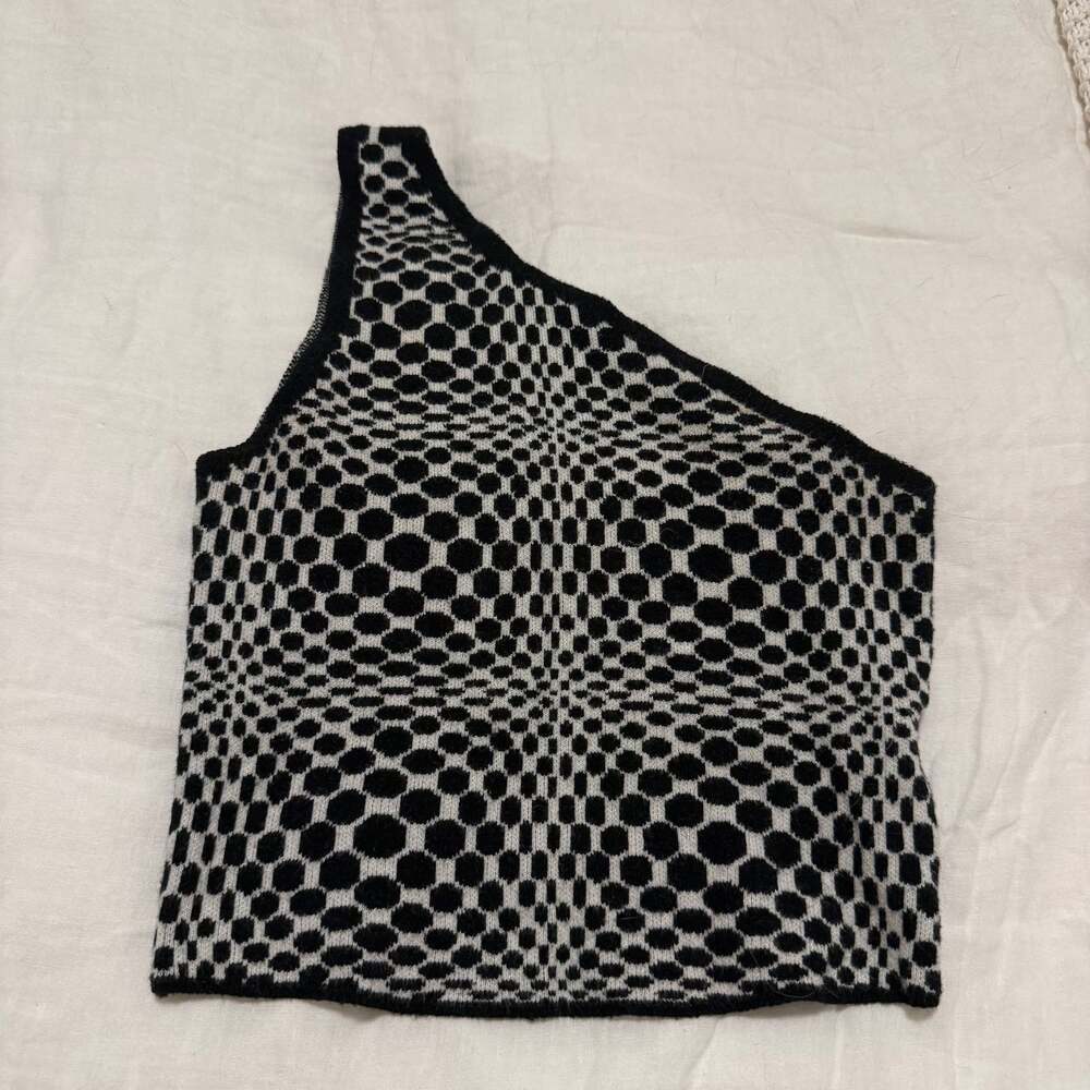 Motel Rocks Laria High Neck Long Sleeve Top in Optic Monochrome Square